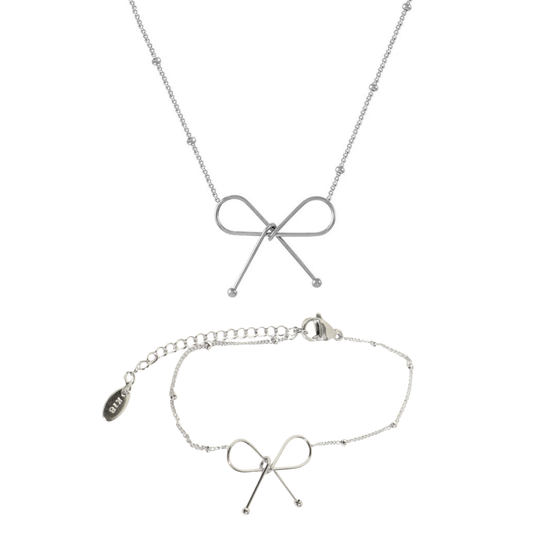 SET CHIC BOW SILVER